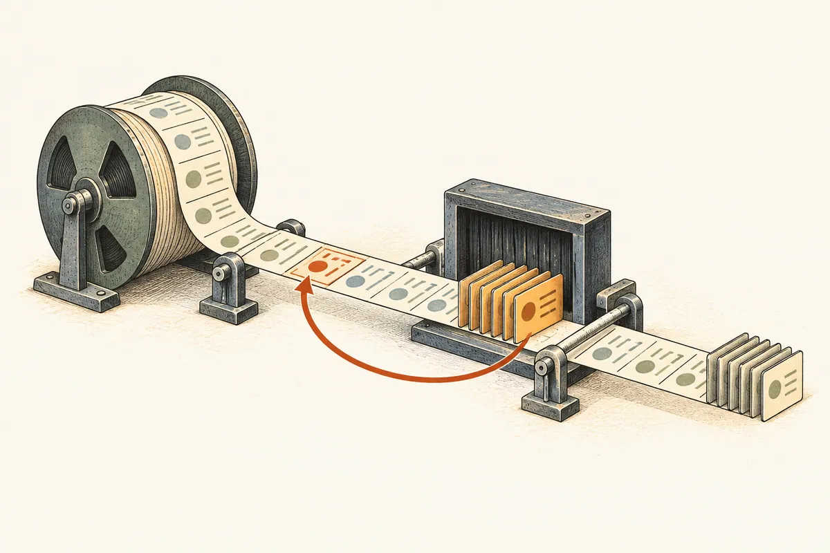 An illustrated event journal with buffered records, a paused processing window, and a replay path.